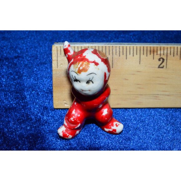 Vintage Pixie Elf Devil Ceramic Figure Red MCM Kitsch Miniature Japan FLAWS - Picture 6 of 9